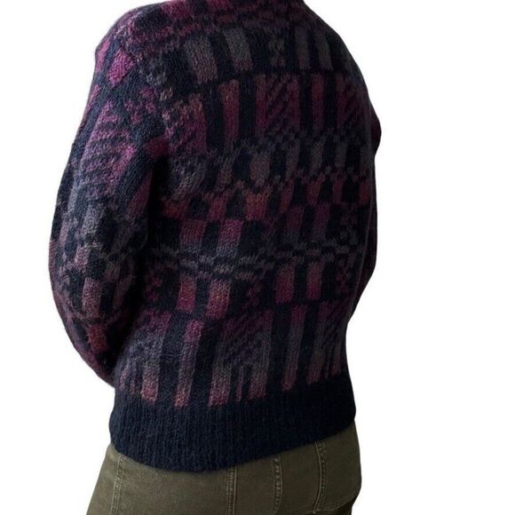 Vintage 1990s Womens Mohair Fluffy Striped Witchy Hippy Cardigan Sz M - Picture 6 of 6